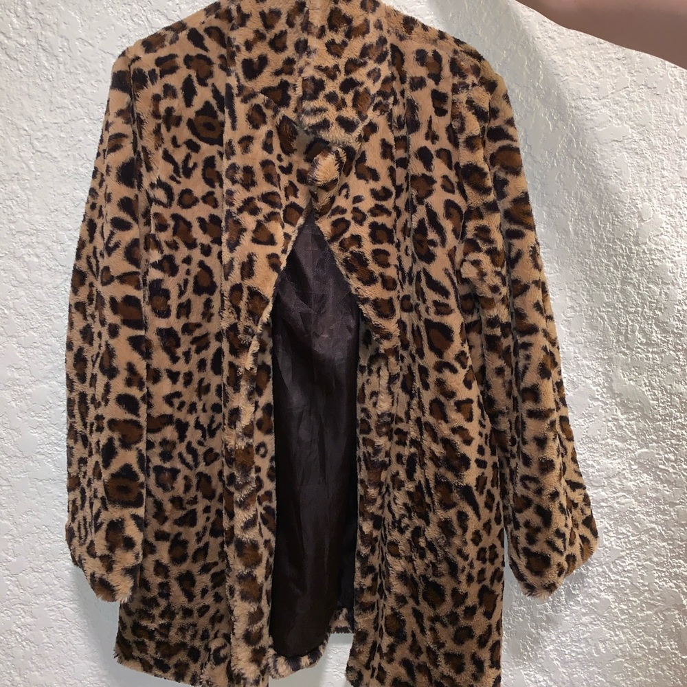 Faux fur cheetah print coat